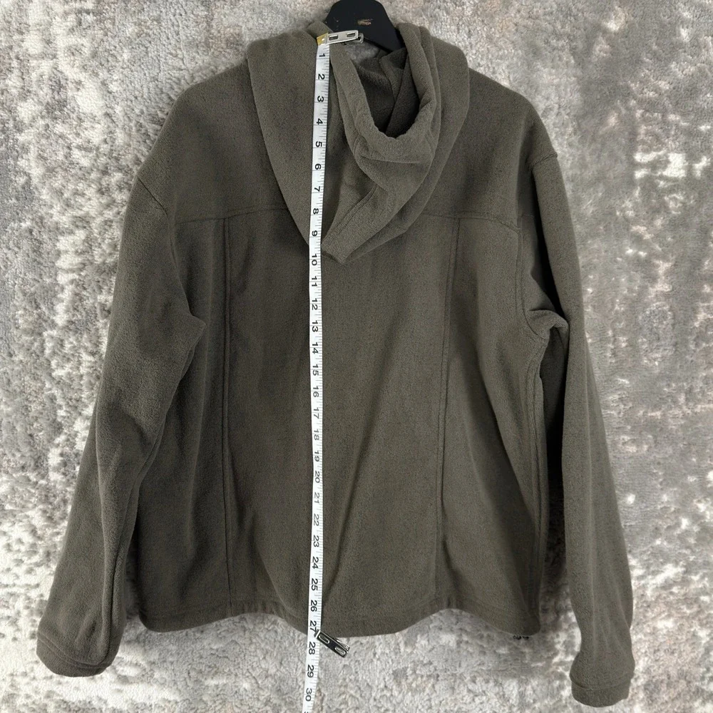 The North Face Size M Full Zip Hooded Fleece Jacket Olive Green Long Sleeve Mens